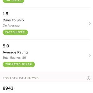 Five-Star Rated Posh Ambassador Seller Buy With Confidence